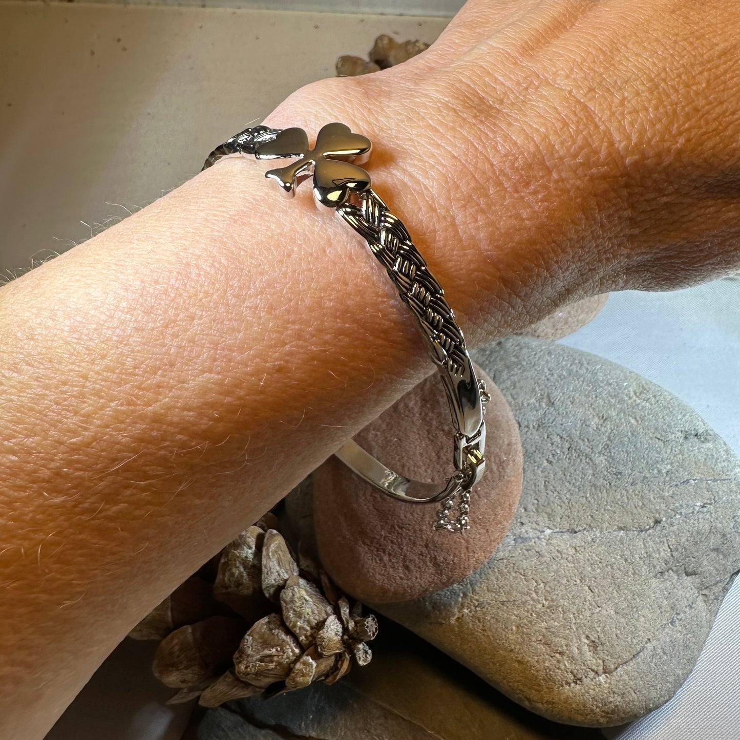 Irish Shamrock Bangle Bracelet — view 5