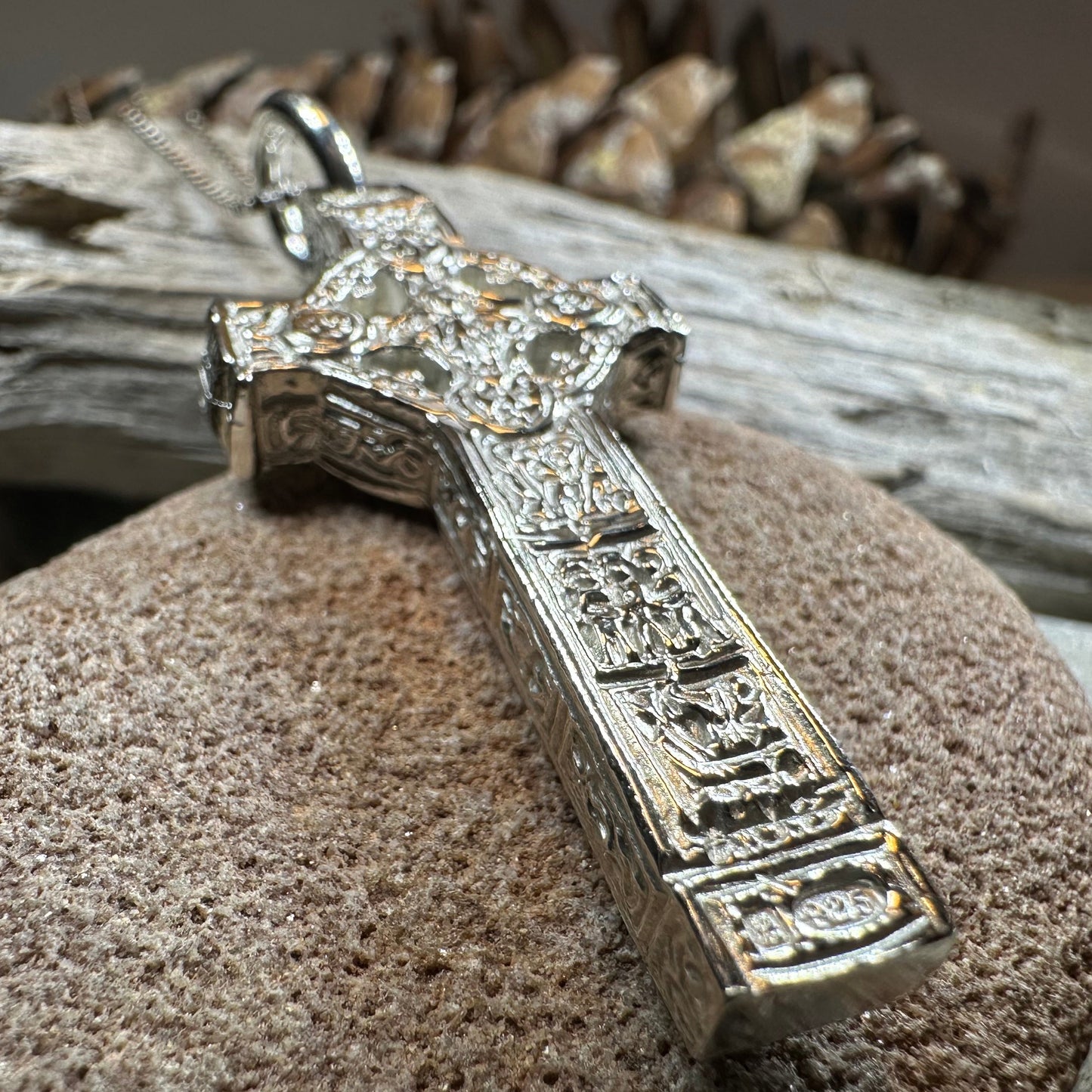 Artisan Irish Clonmacnoise Cross Necklace - Made in Ireland — view 7