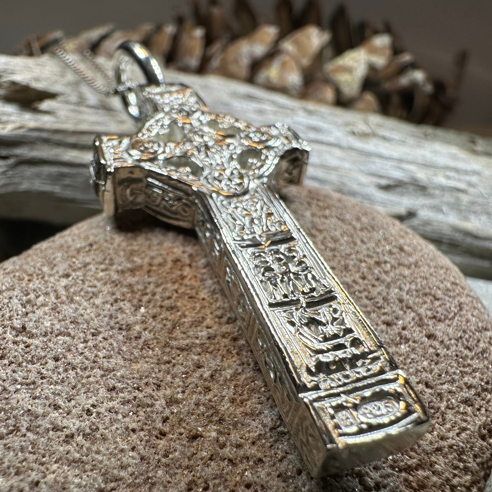 Artisan Irish Clonmacnoise Cross Necklace - Made in Ireland — view 7