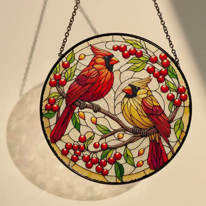 Always Near Cardinal Couple Suncatcher