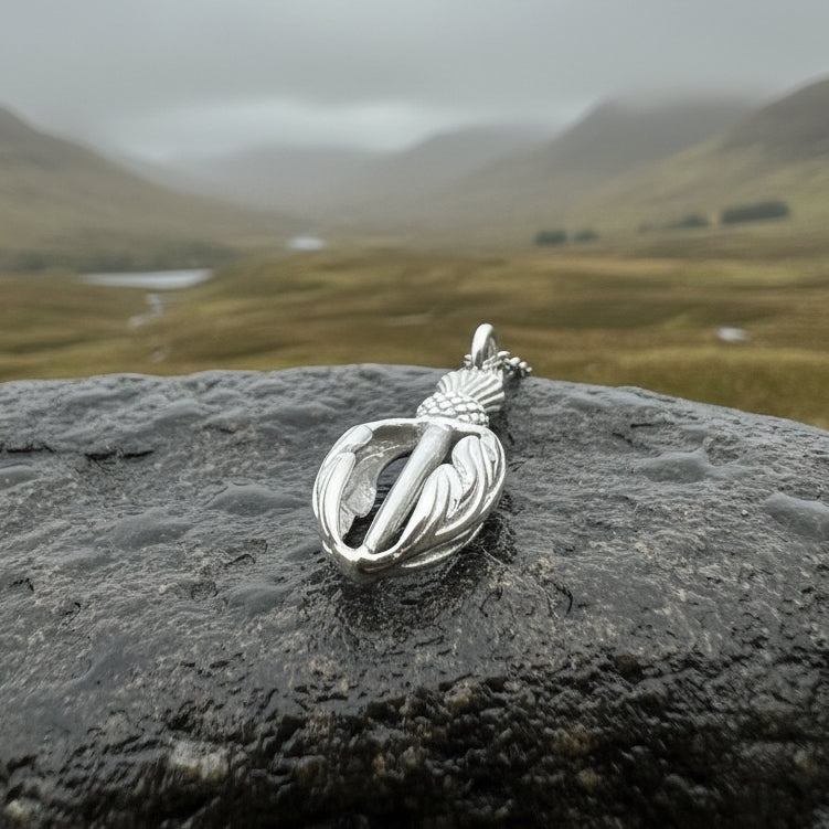 Gael Scottish Thistle Necklace in Sterling Silver