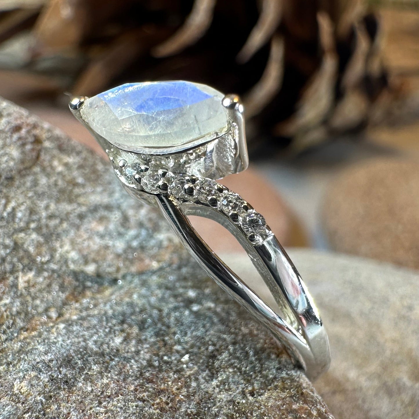 Winter Ice Moonstone Ring