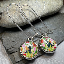 Load image into Gallery viewer, Garden Black Cat Art Earrings
