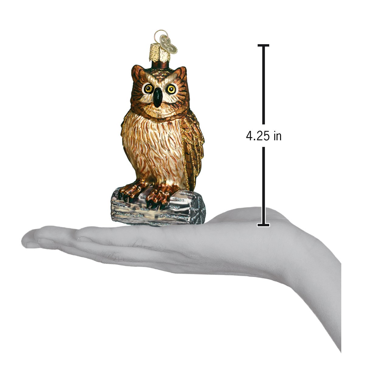 Wise Old Owl Ornament - Handblown Glass