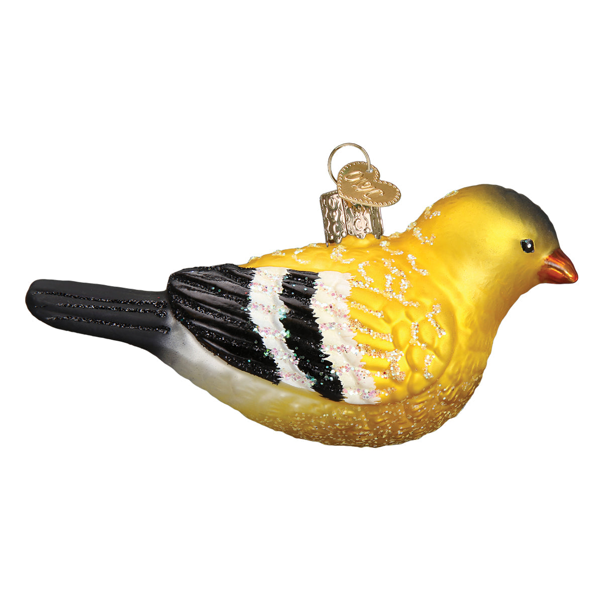 Hanging American Goldfinch Ornament - Handblown Glass