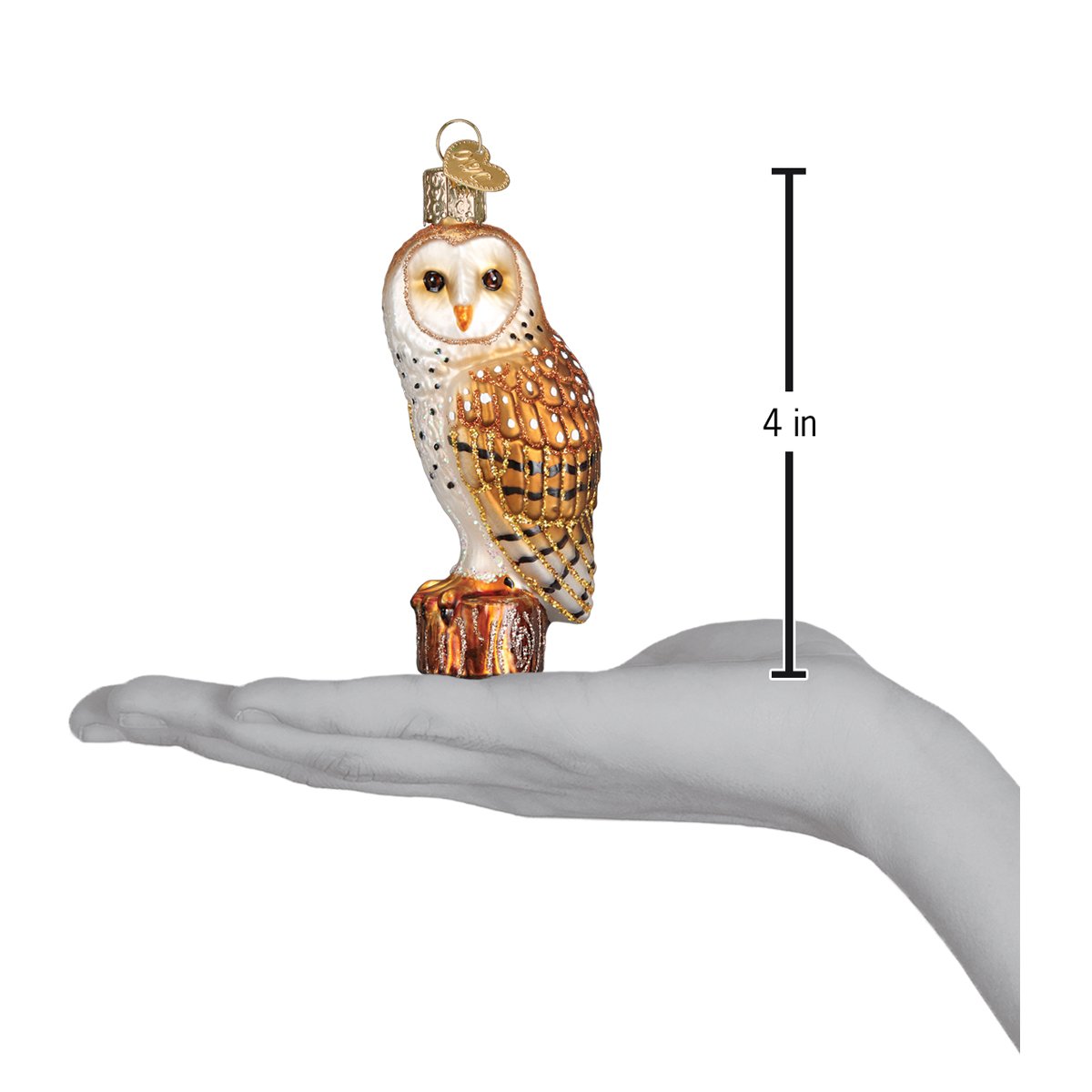 Barn Owl Ornament - Handblown Glass