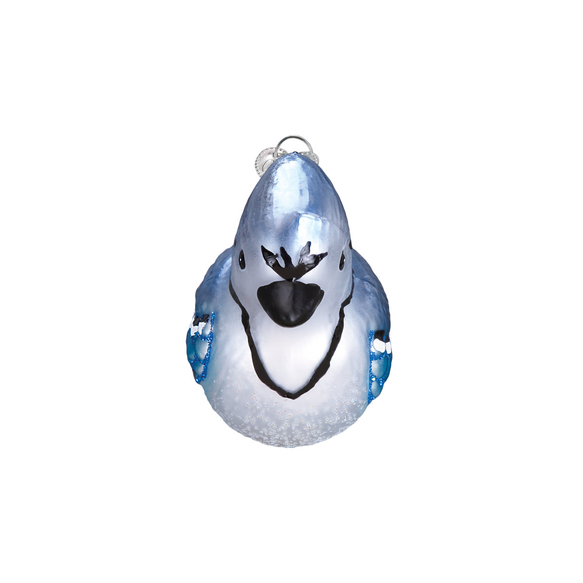 Bright Blue Jay Ornament - Handblown Glass