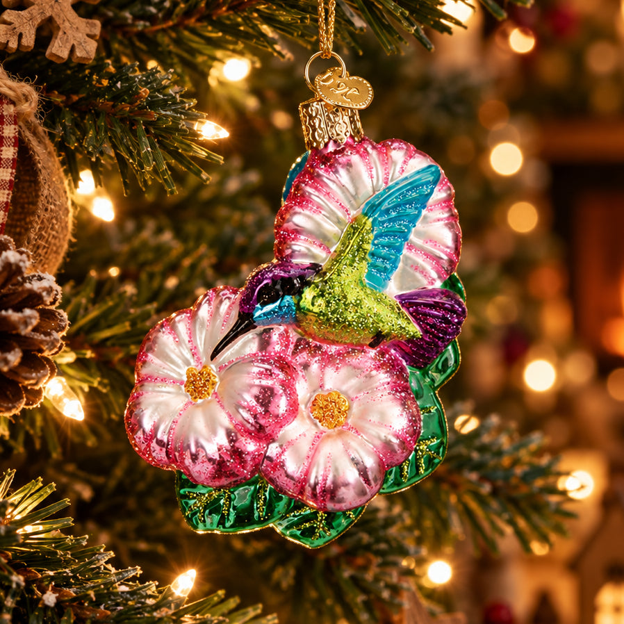 Magnificent Hummingbird Ornament - Handblown Glass