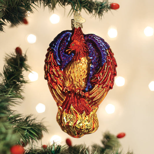 Fiery Phoenix Recovery Ornament - Handblown Glass