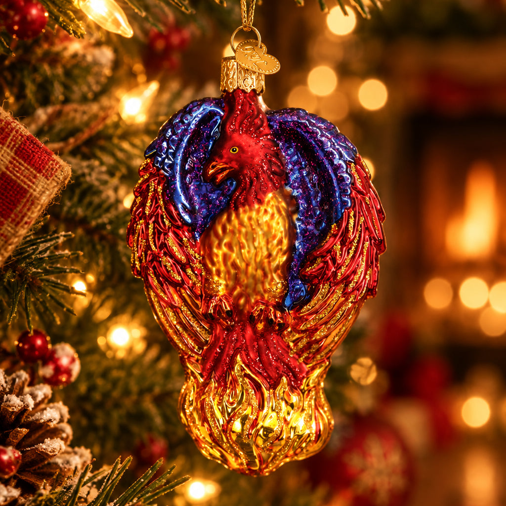 Fiery Phoenix Recovery Ornament - Handblown Glass
