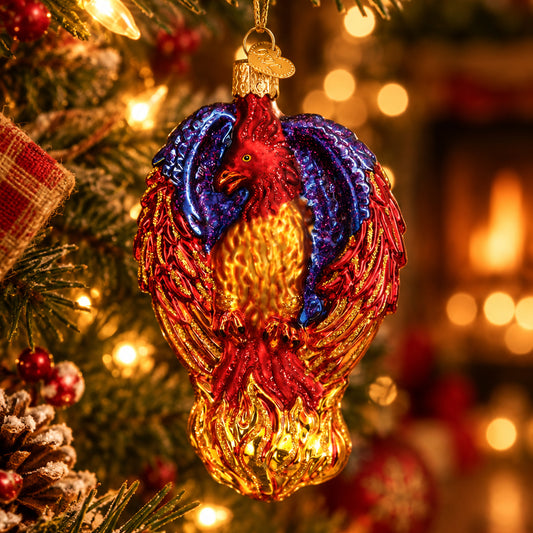 Fiery Phoenix Recovery Ornament - Handblown Glass