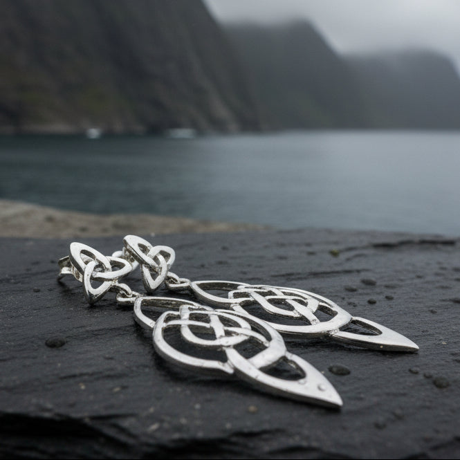 Alith Celtic Knot Earrings in Sterling Silver — view 5