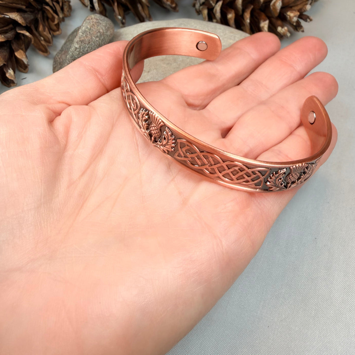 Classic Scottish Thistle Copper Cuff Bracelet