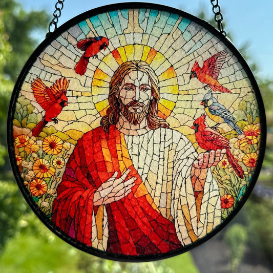 Jesus & Cardinals Suncatcher