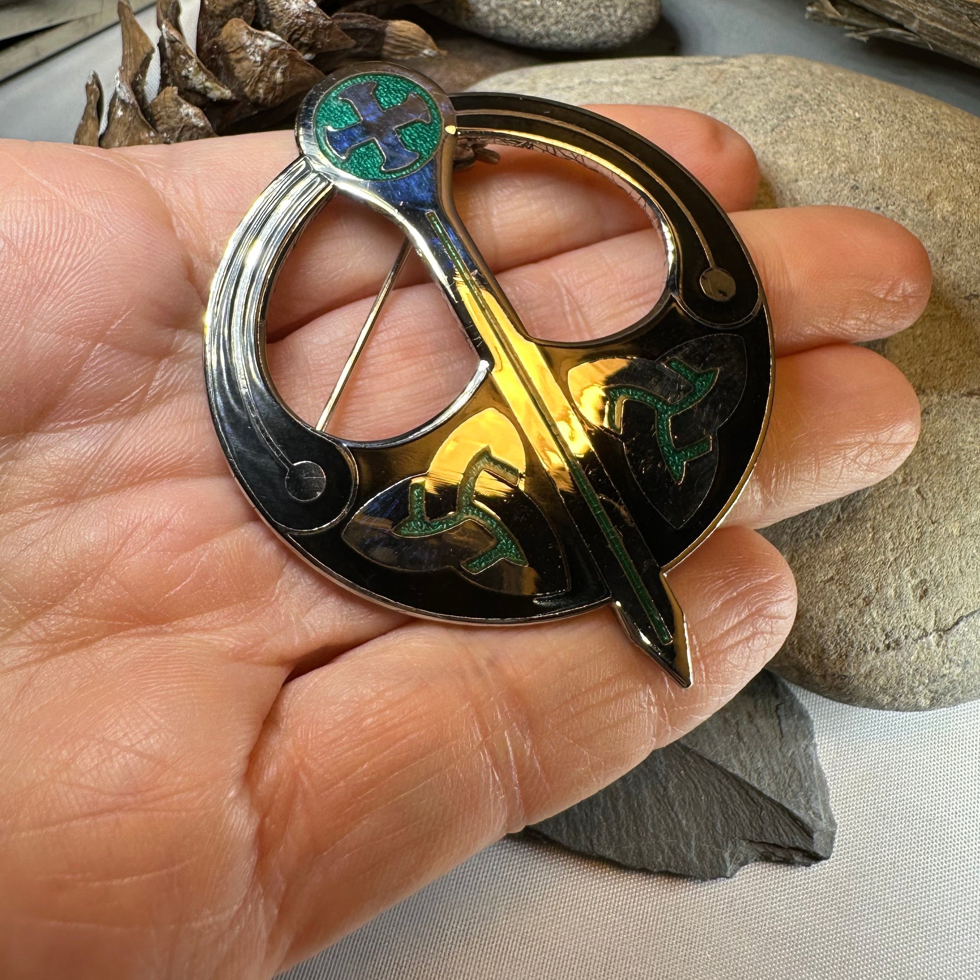 Enamel Celtic Trinity Knot Tara Brooch — view 4