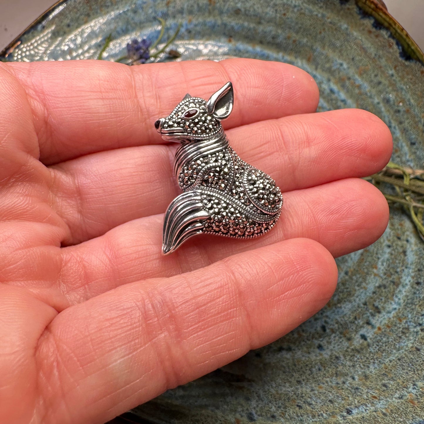 Reynard Marcasite Fox Necklace in Sterling Silver