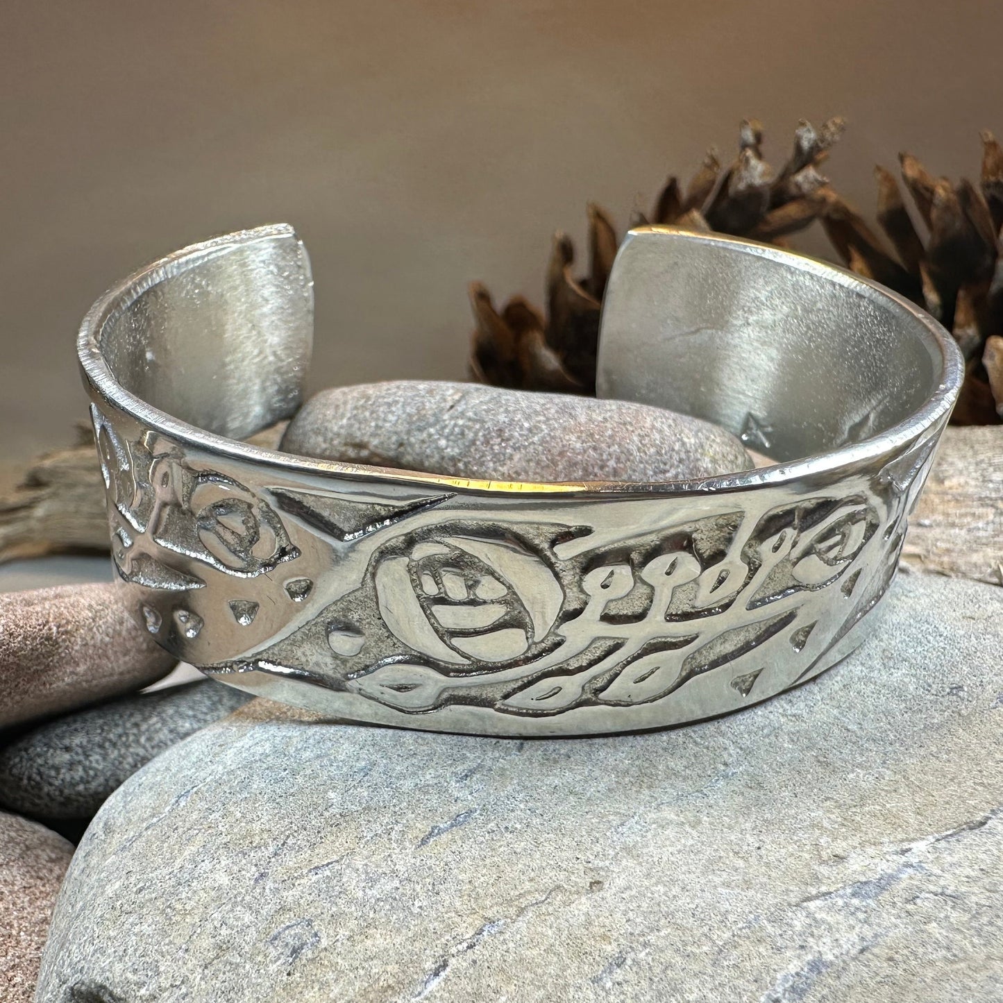 Celtic Mackintosh Flower Cuff Bracelet - Handmade in Scotland
