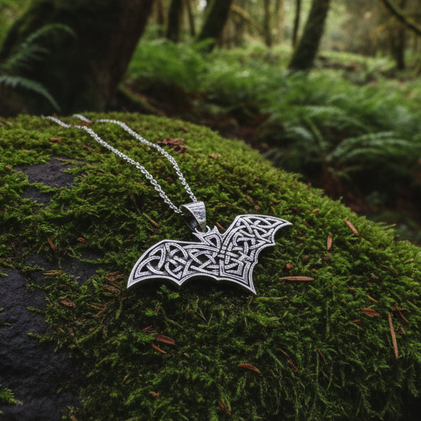 Nighthawk Celtic Bat Necklace in Sterling Silver
