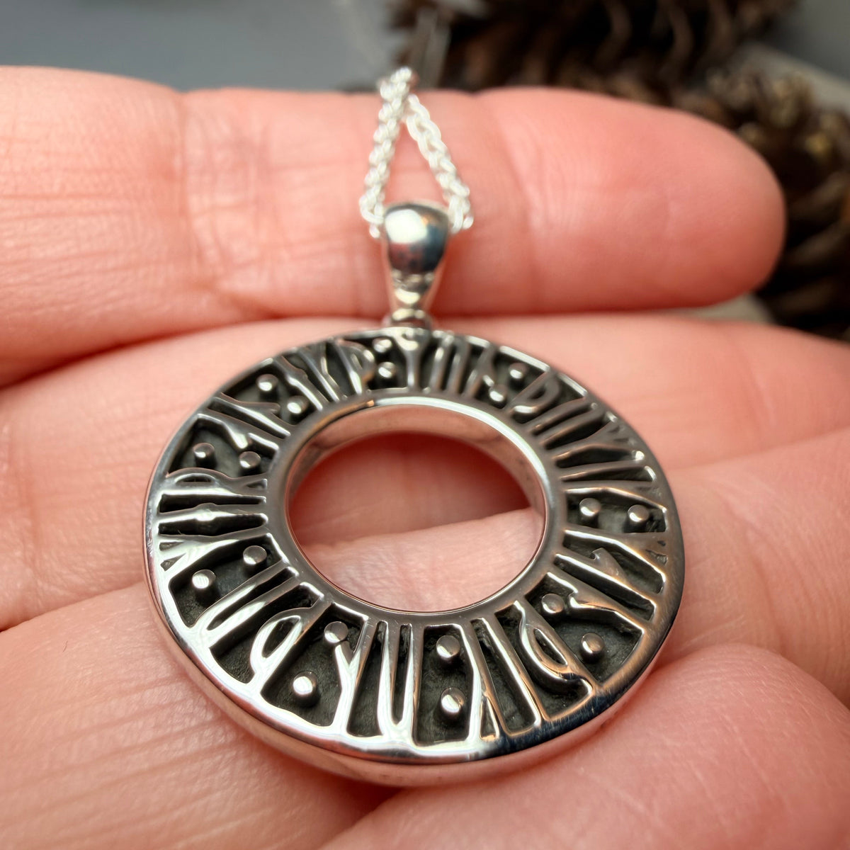 "Remember Me” Norse Runes Necklace in Sterling Silver