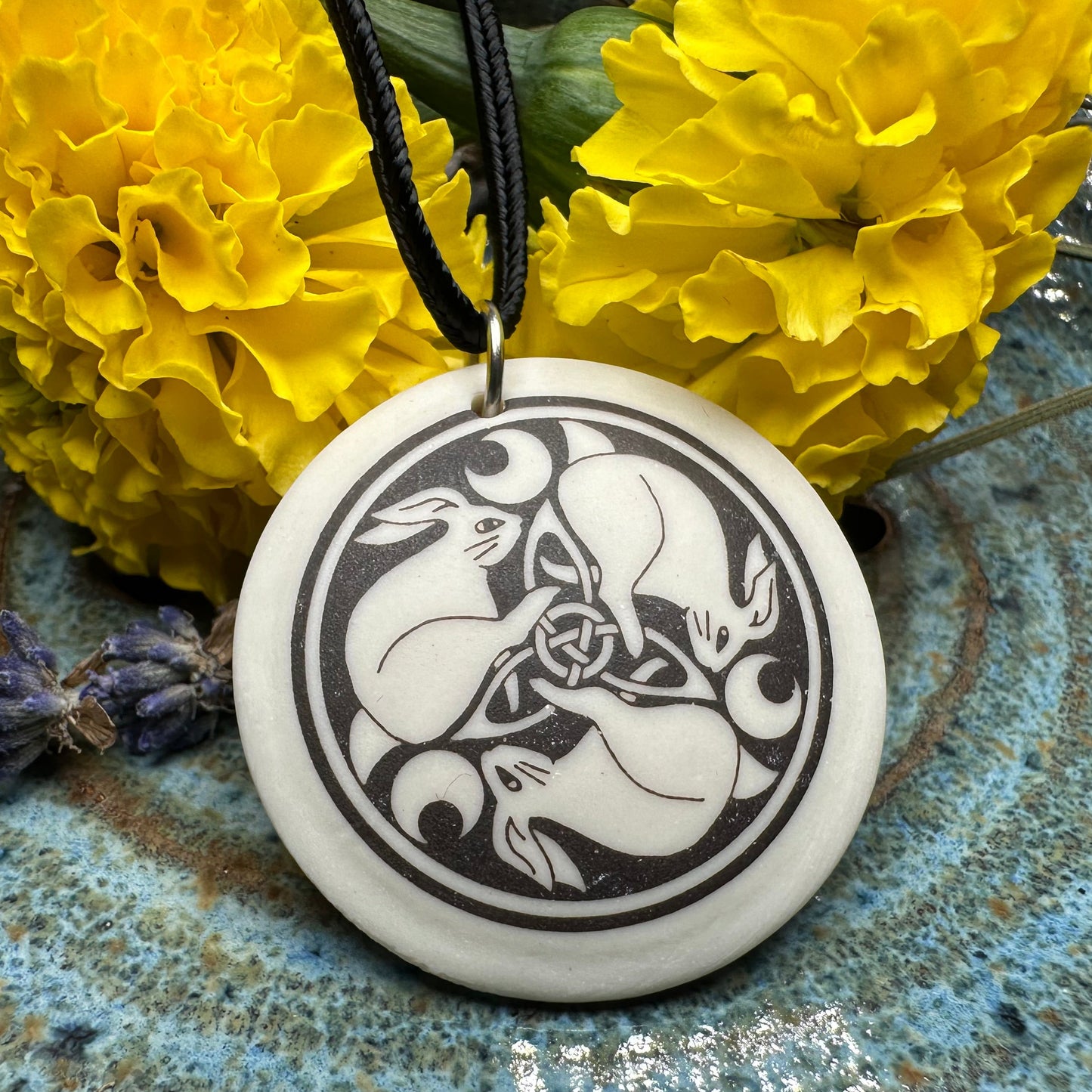 Artisan Celtic Leaping Hares Necklace - Handmade in the U.S.A.