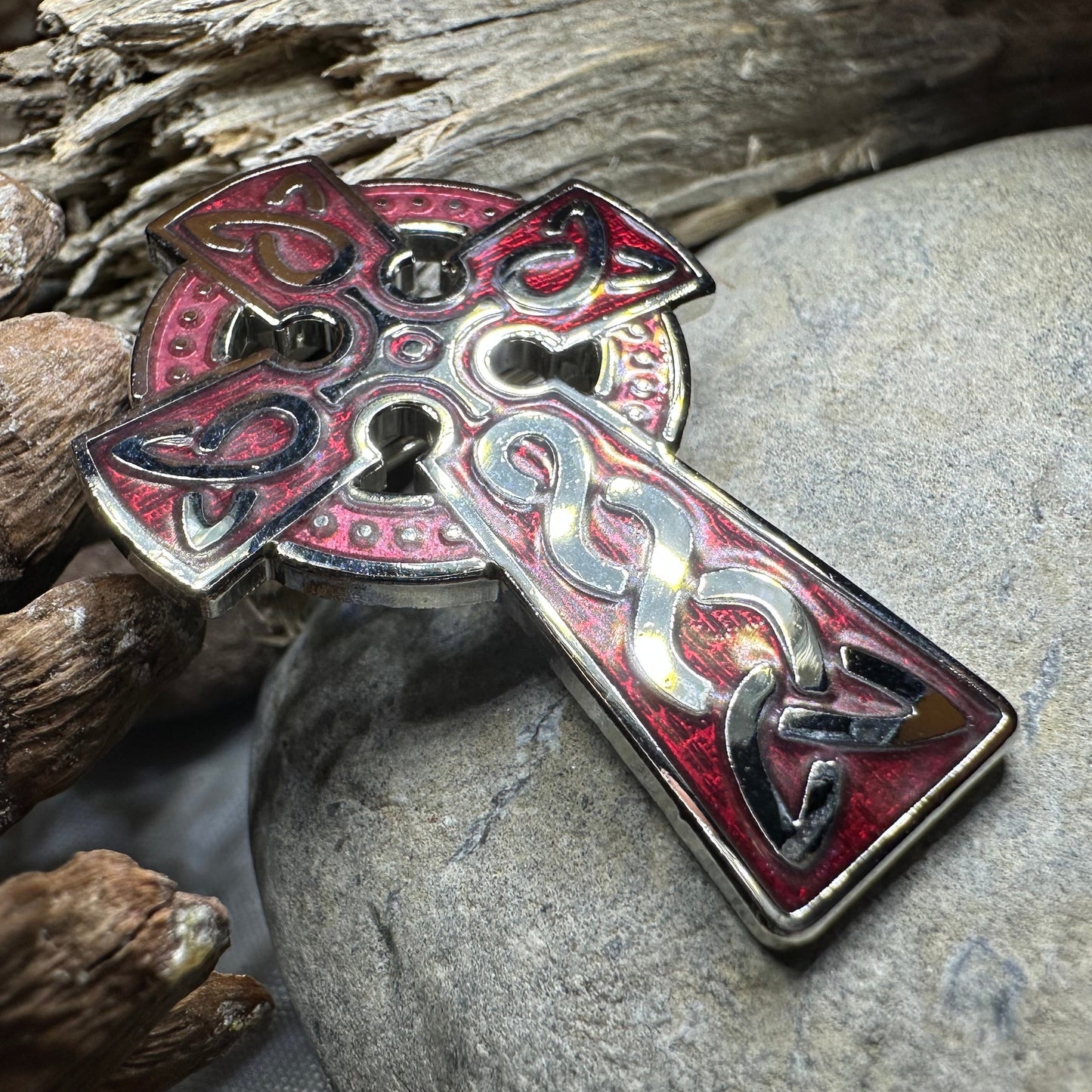 Enamel Celtic Cross Brooch — view 2