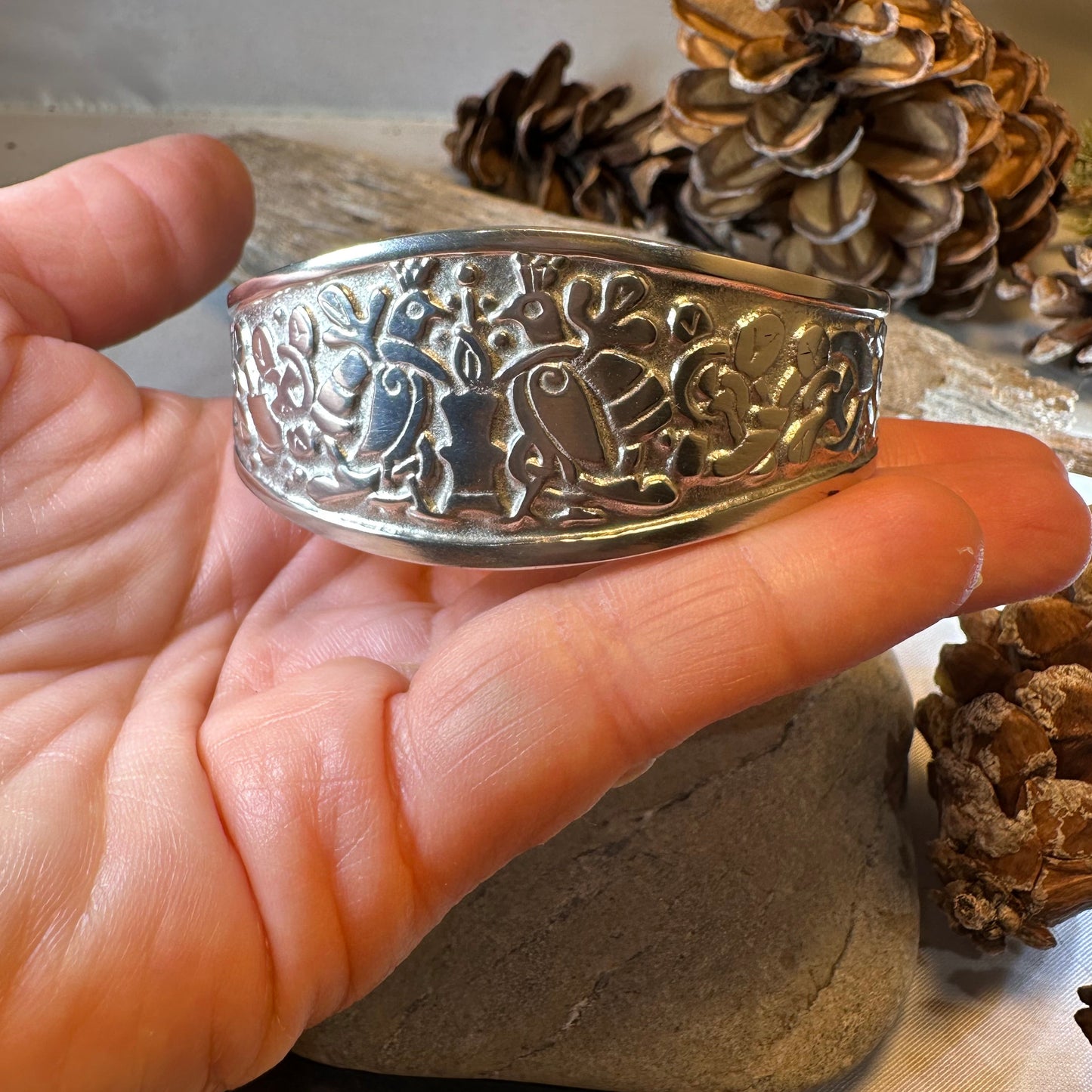 Celtic Love Birds Cuff Bracelet - Handmade in Scotland — view 14
