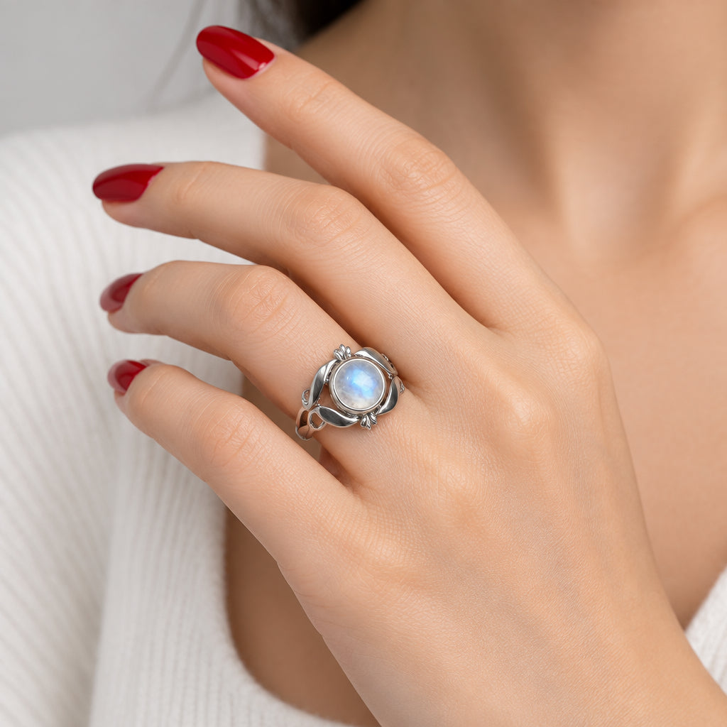 Morgan Moonstone Ring in Sterling Silver