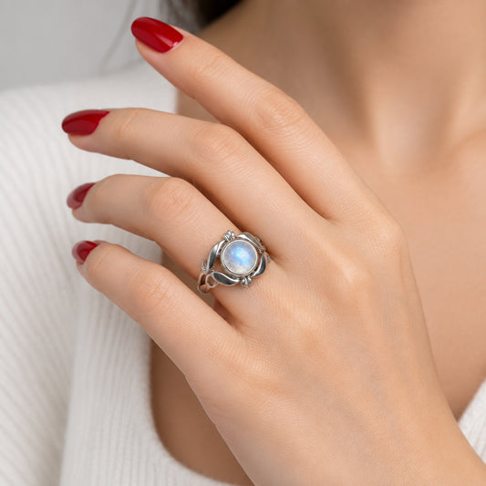 Morgan Moonstone Ring in Sterling Silver
