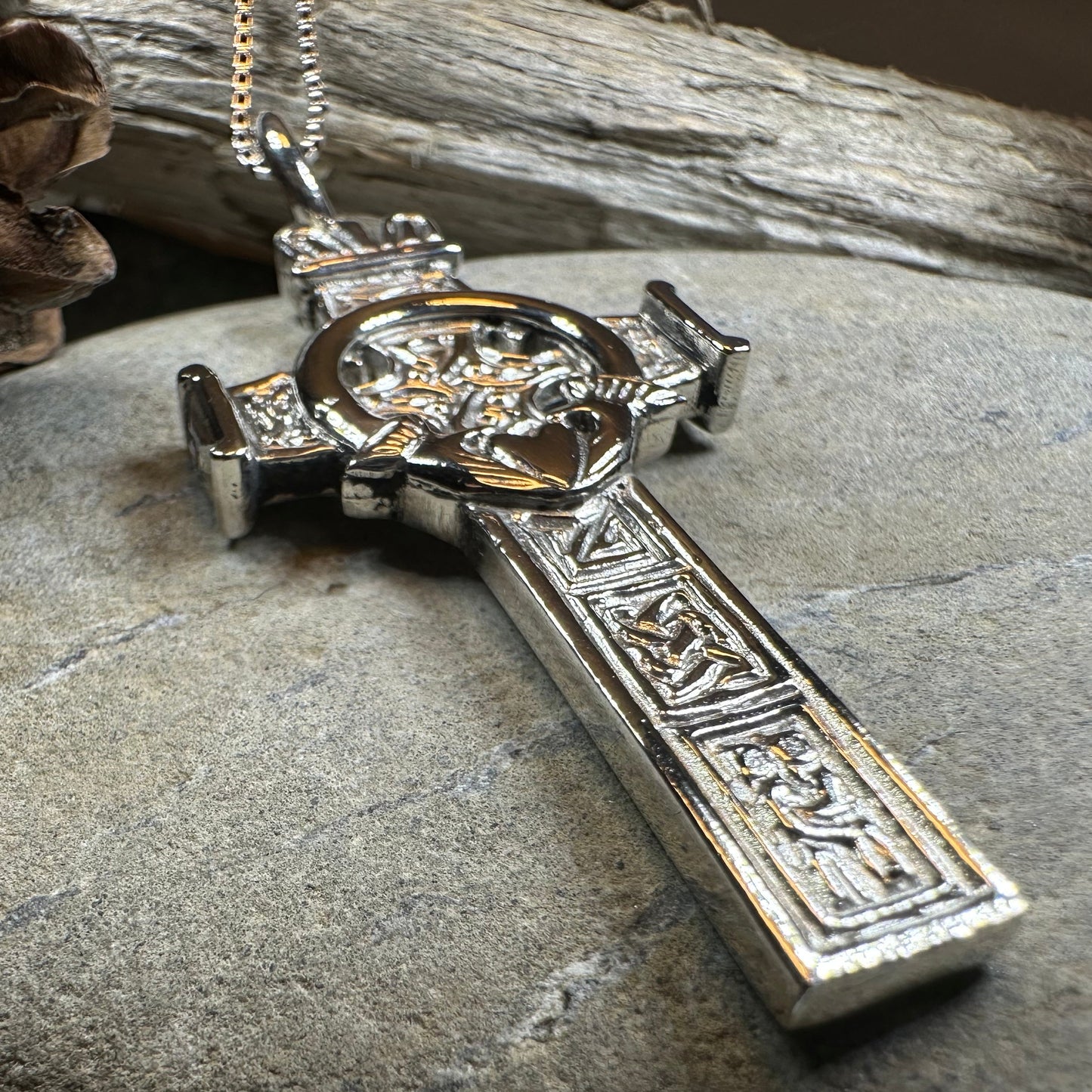 Large Artisan Irish Claddagh Cross Necklace - Made in Ireland