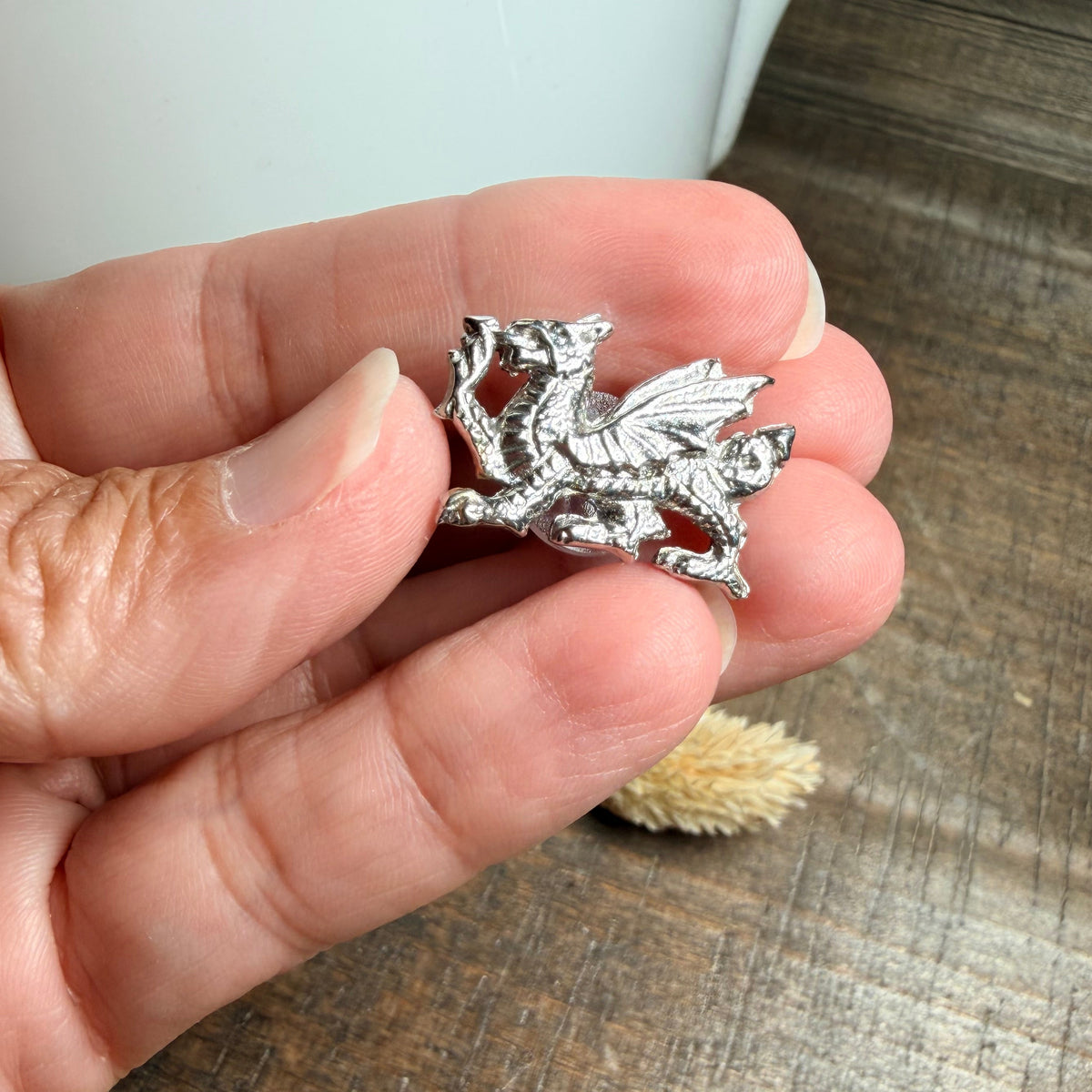 Welsh Dragon Lapel Pin in Pewter