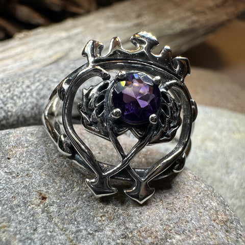 Load image into Gallery viewer, Dedication Scottish Luckenbooth Amethyst Ring in Sterling Silver
