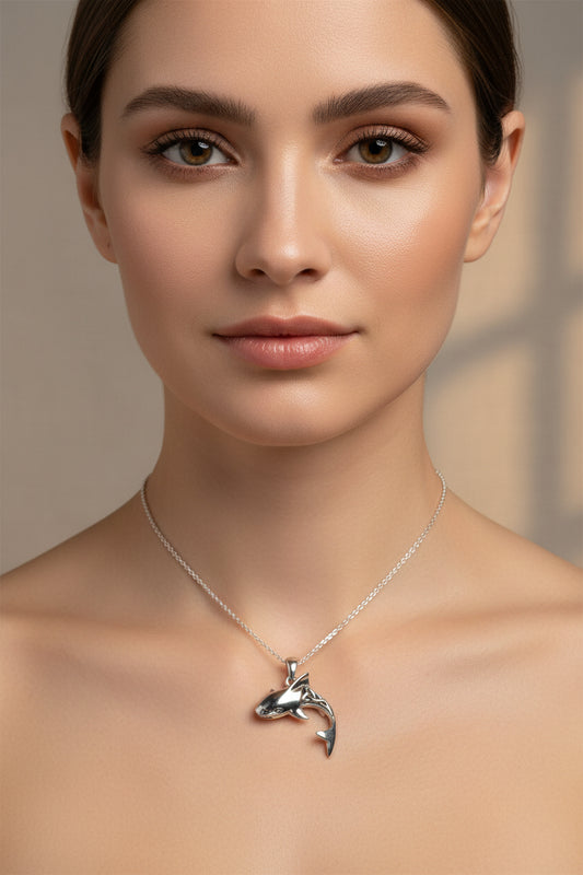 Nautical Celtic Shark Necklace in Sterling Silver