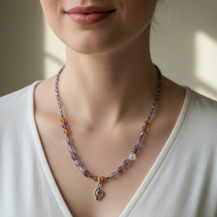Ceol Music Note Necklace in sterling silver