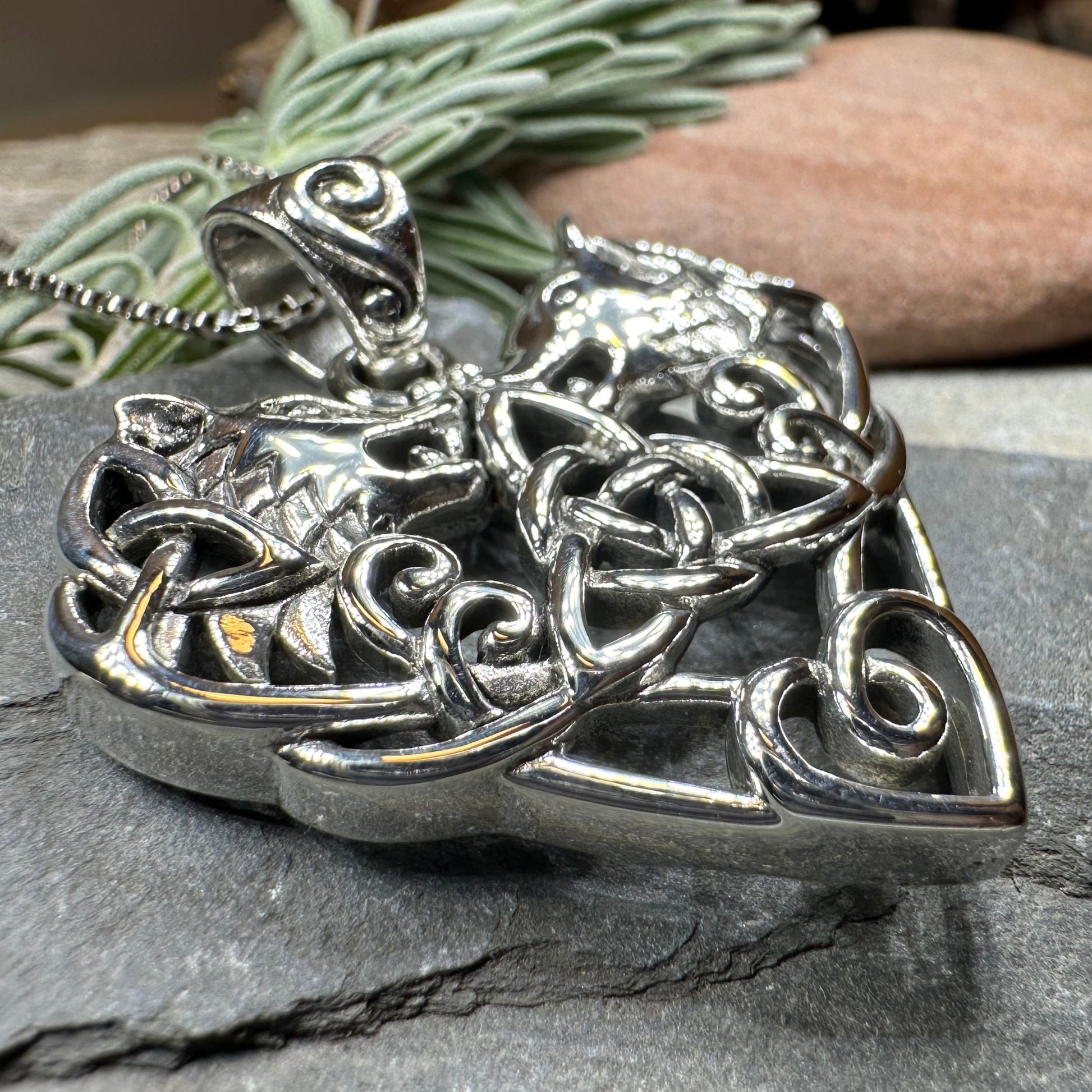 Celtic Wolf Love Necklace in Sterling Silver — view 6