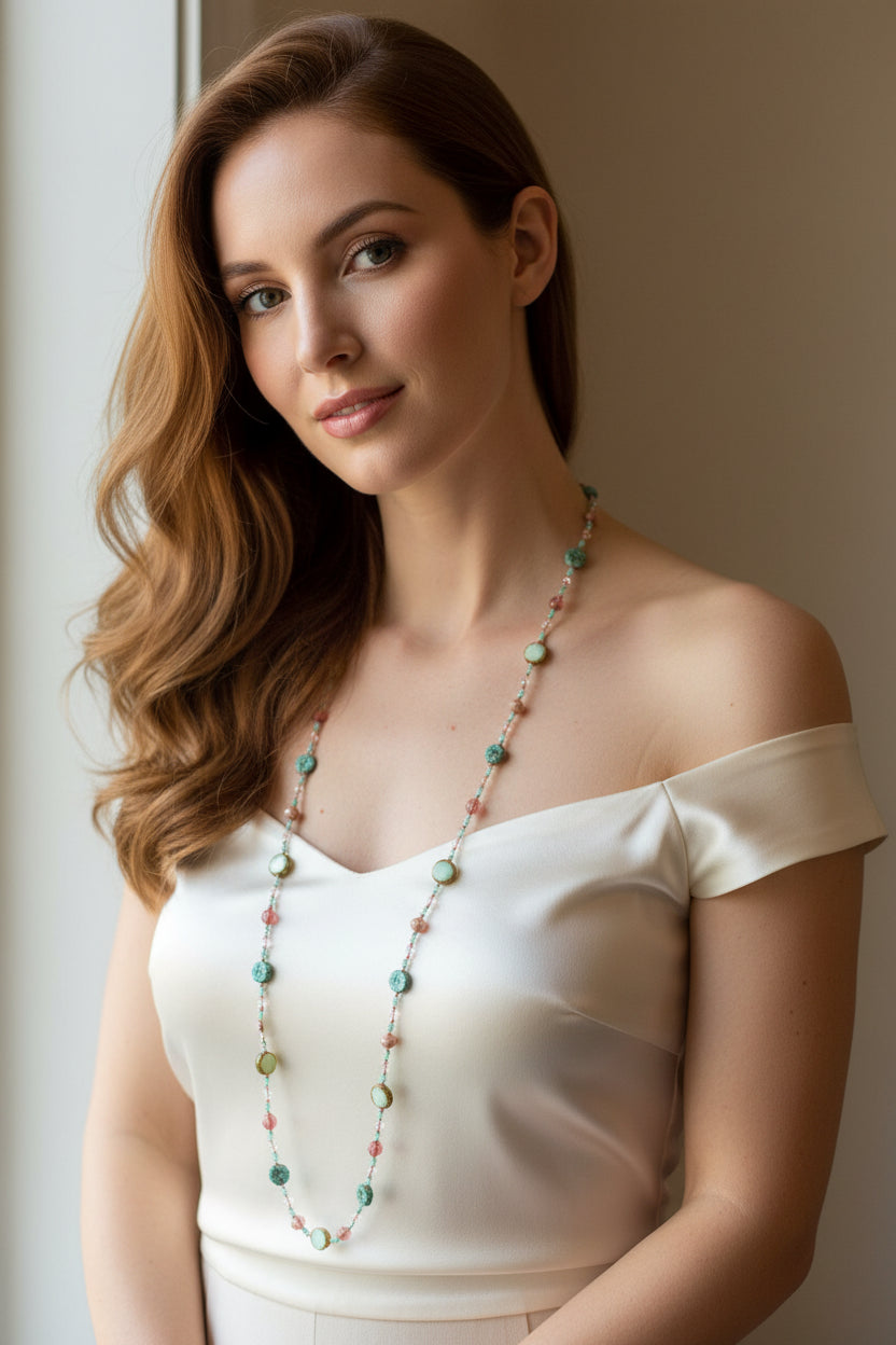 Pink Beach Blossom Long Necklace — view 3