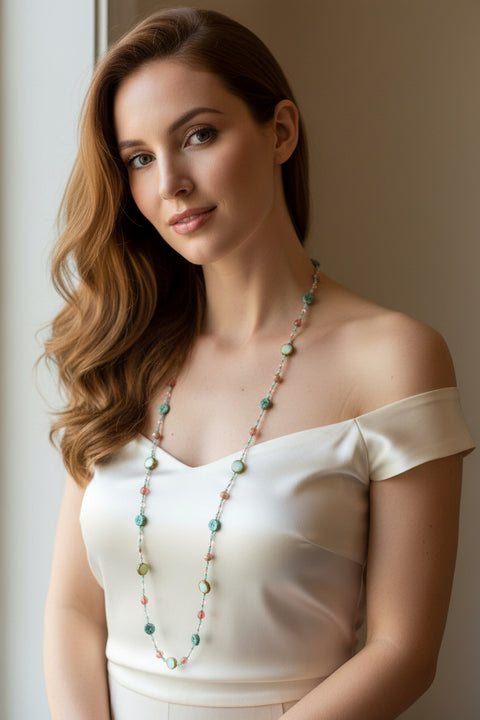 Load image into Gallery viewer, Pink Beach Blossom Long Necklace
