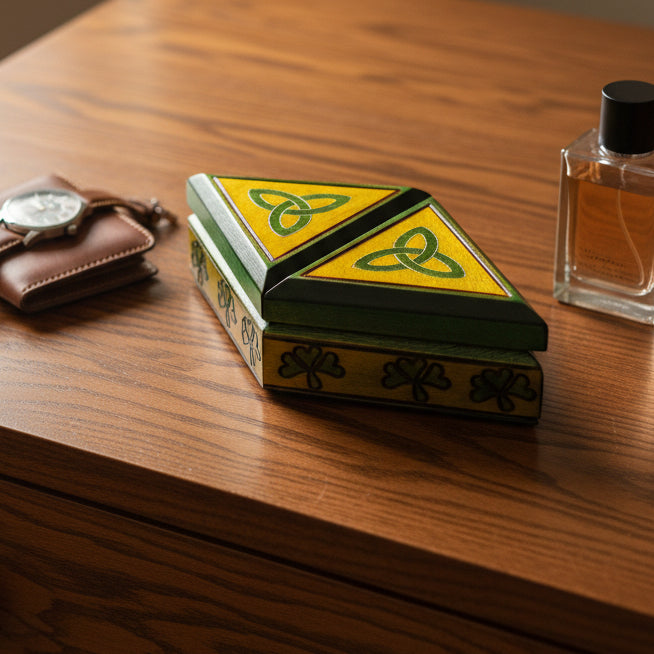 Celtic Double Trinity Knot Keepsake Box - Handmade Wooden Box