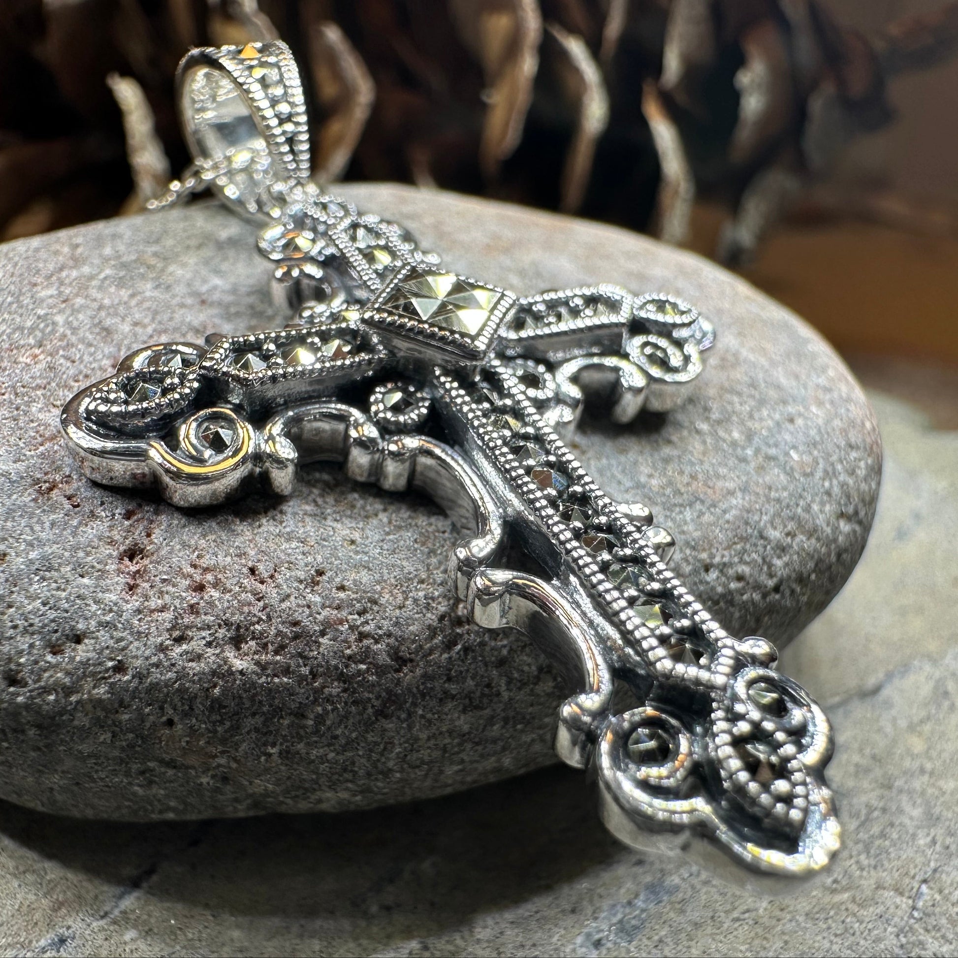 Jehanne Marcasite Cross Necklace — view 5