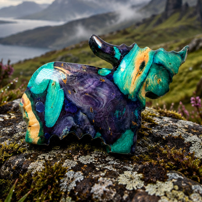 Heathergems Knox Highland Cow Brooch - Handmade in Scotland