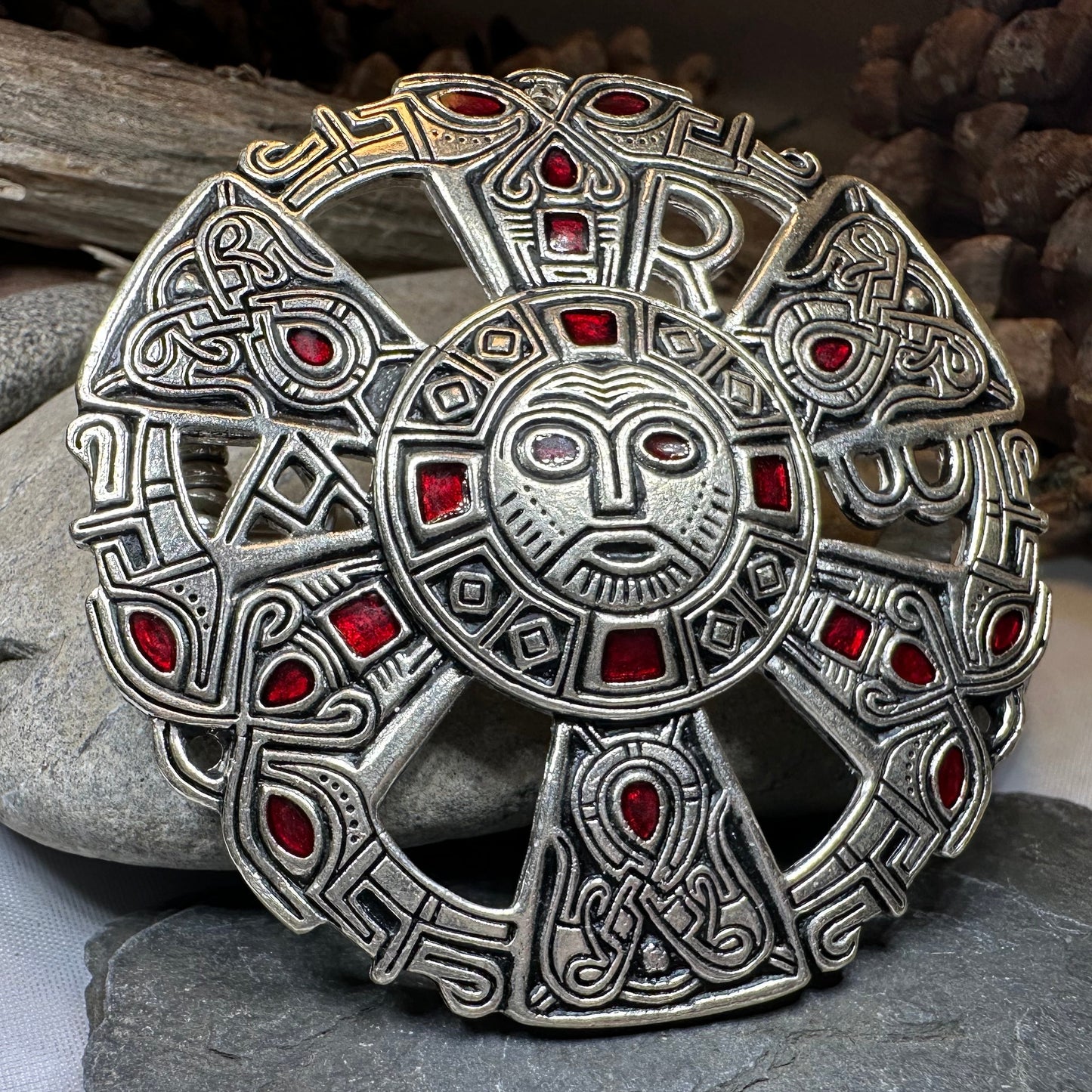 Large Frankish Limons Medieval Brooch - Sterling Silver Historical Reproduction Pin