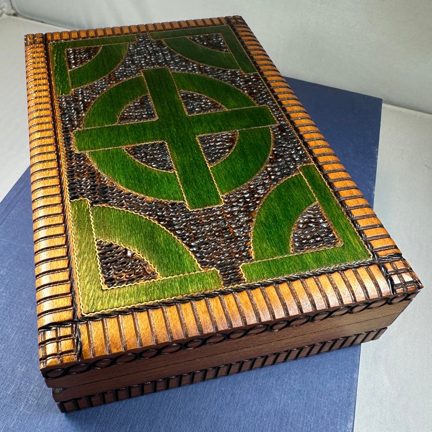 Celtic Cross Keepsake Box - Handmade Wooden Box