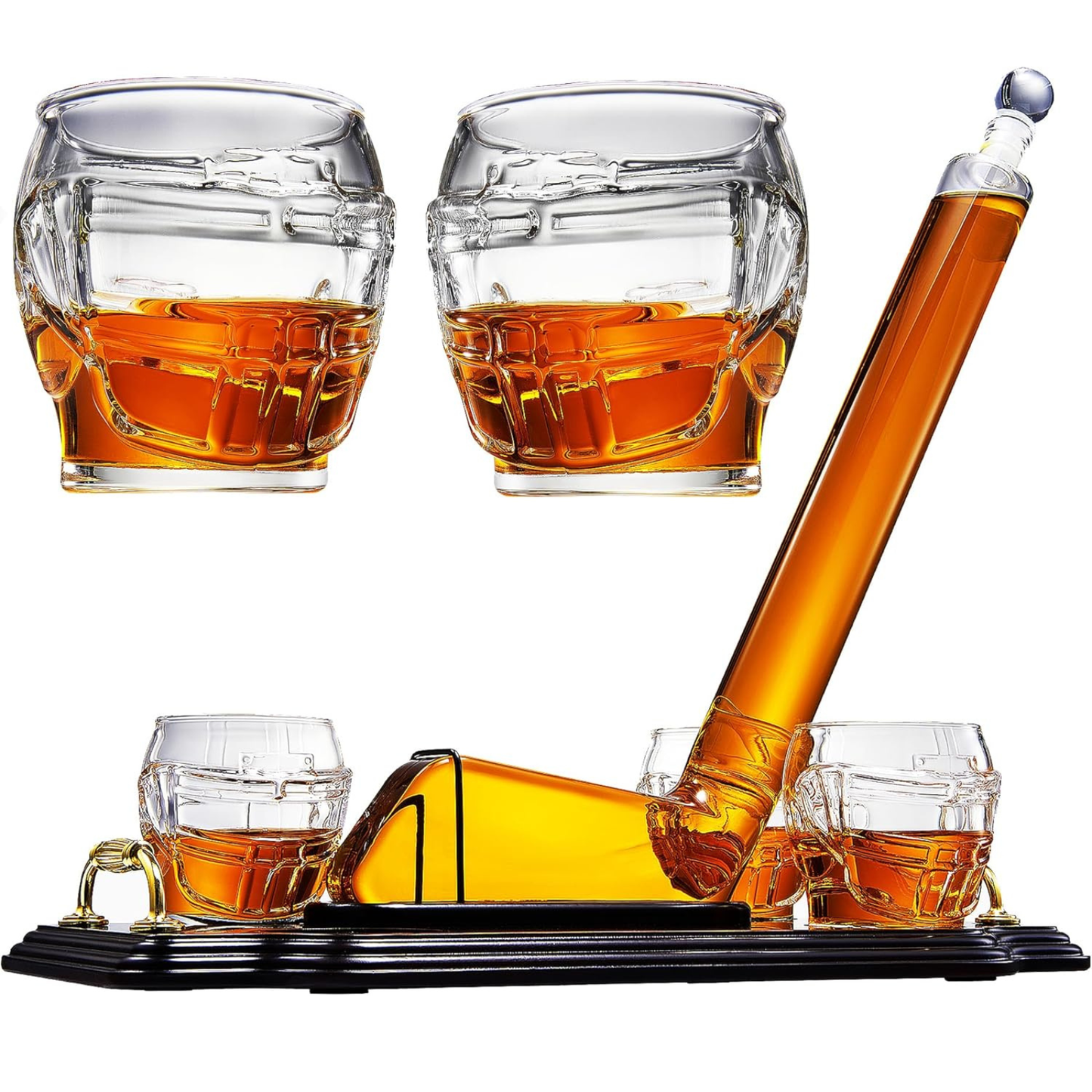 Ice Hockey Whiskey Decanter Premium Barware Gift with Four Glasses