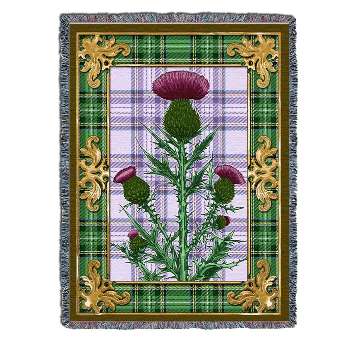 Bonny Scottish Thistle Cotton Blanket - Handmade in North Carolina