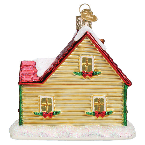 Christmas Cottage Ornament - Handblown Glass