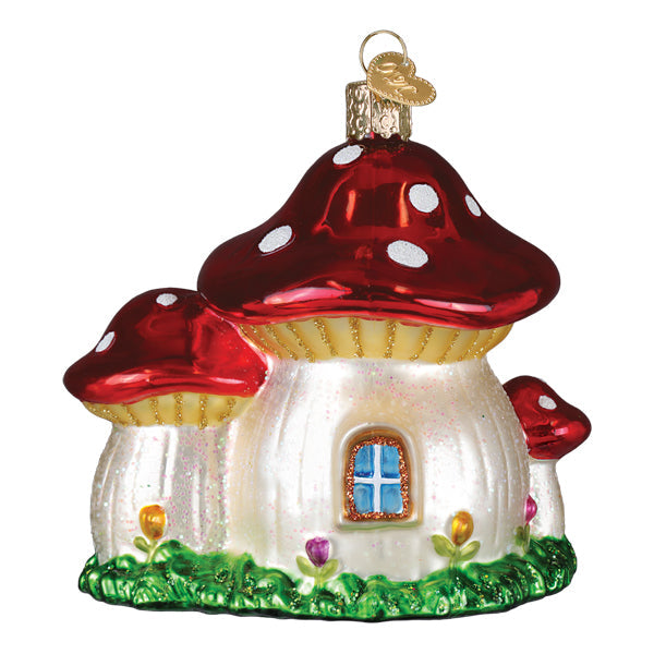 Mushroom Fairy House Ornament - Handblown Glass