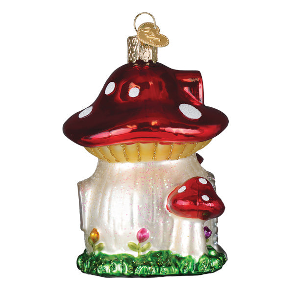 Mushroom Fairy House Ornament - Handblown Glass