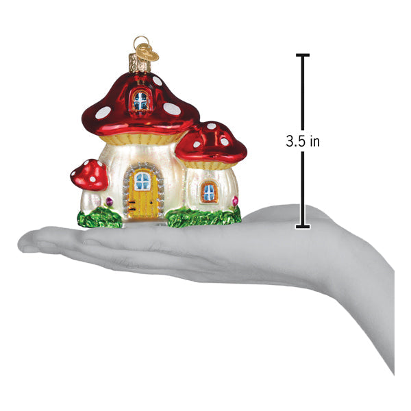 Mushroom Fairy House Ornament - Handblown Glass