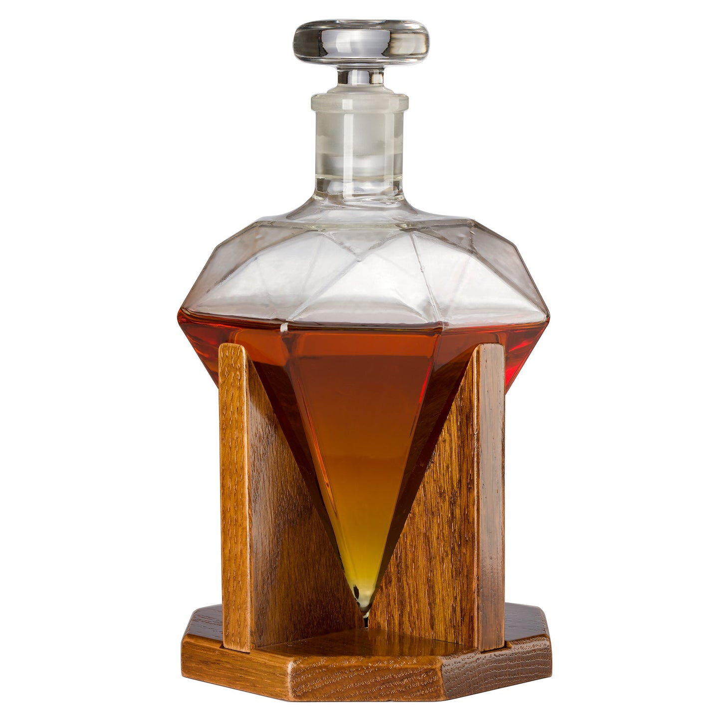 Diamond Decanter Premium Barware Gift with Mahogany Base