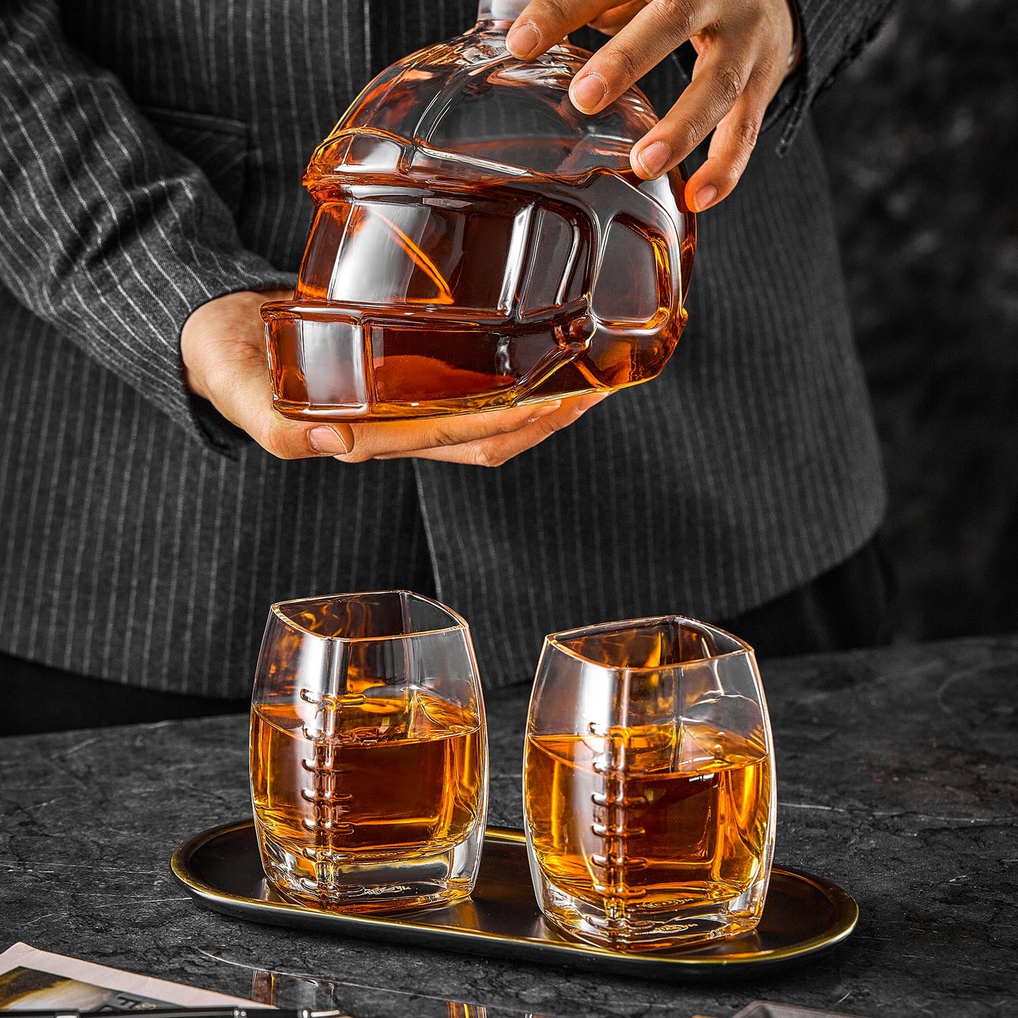 Football Whiskey Decanter & Glasses Gift Set