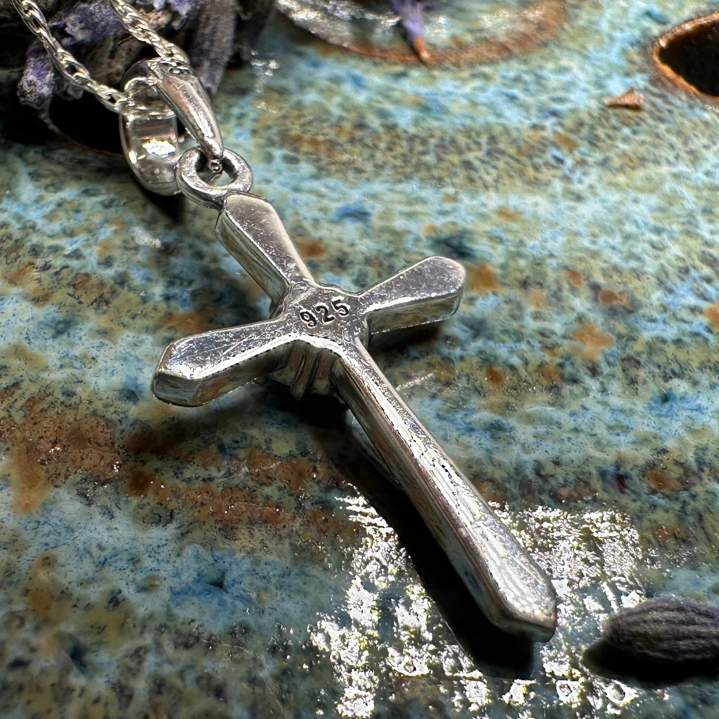 Petite Simplicity Marcasite Cross Necklace in Sterling Silver